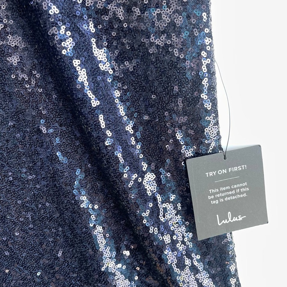 Lulu’s NWT Light Up the Night Navy Sequin Shift Dress Sz XS Swiftie Era Tour Y2K - Picture 2 of 10